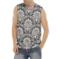 Grey Damask Pattern Print Men's Fitness Tank Top