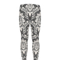 Grey Damask Pattern Print Men's Leggings