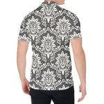 Grey Damask Pattern Print Men's Shirt