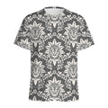 Grey Damask Pattern Print Men's Athletic T-Shirt