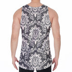 Grey Damask Pattern Print Men's Velvet Tank Top