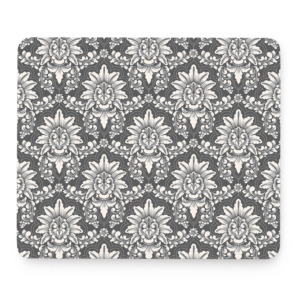 Grey Damask Pattern Print Mouse Pad