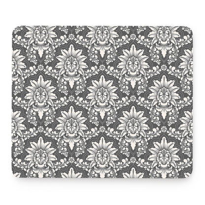 Grey Damask Pattern Print Mouse Pad
