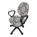Grey Damask Pattern Print Office Chair Cover