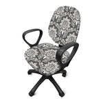 Grey Damask Pattern Print Office Chair Cover