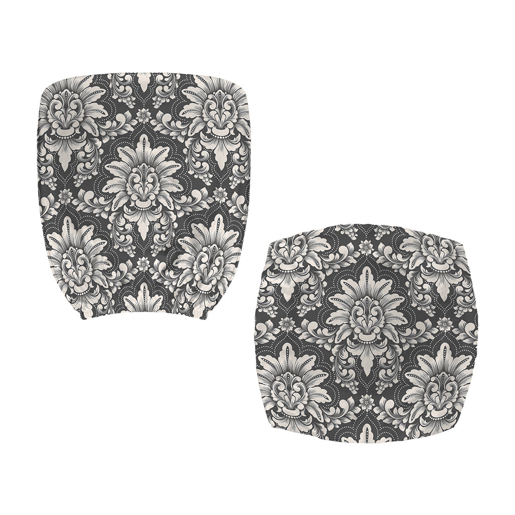 Grey Damask Pattern Print Office Chair Cover