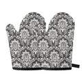 Grey Damask Pattern Print Oven Mitts