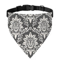 Grey Damask Pattern Print Over The Collar Dog Bandana