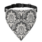 Grey Damask Pattern Print Over The Collar Dog Bandana