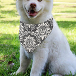 Grey Damask Pattern Print Over The Collar Dog Bandana