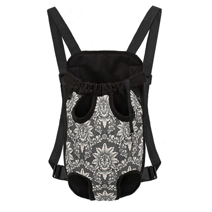 Grey Damask Pattern Print Pet Carrier Backpack
