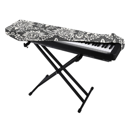 Grey Damask Pattern Print Piano Keyboard Cover