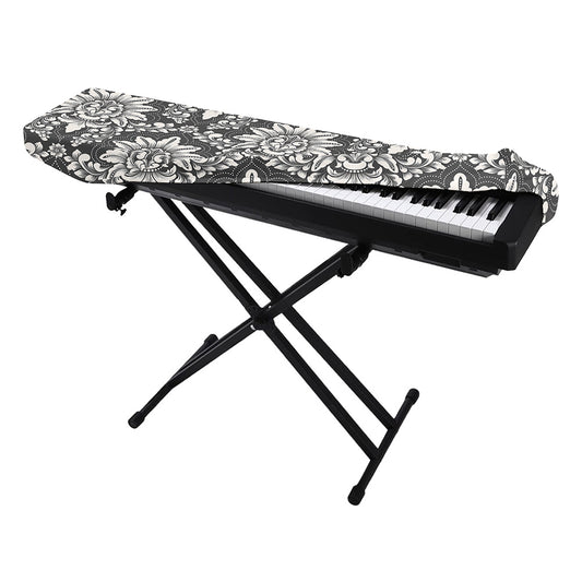 Grey Damask Pattern Print Piano Keyboard Cover