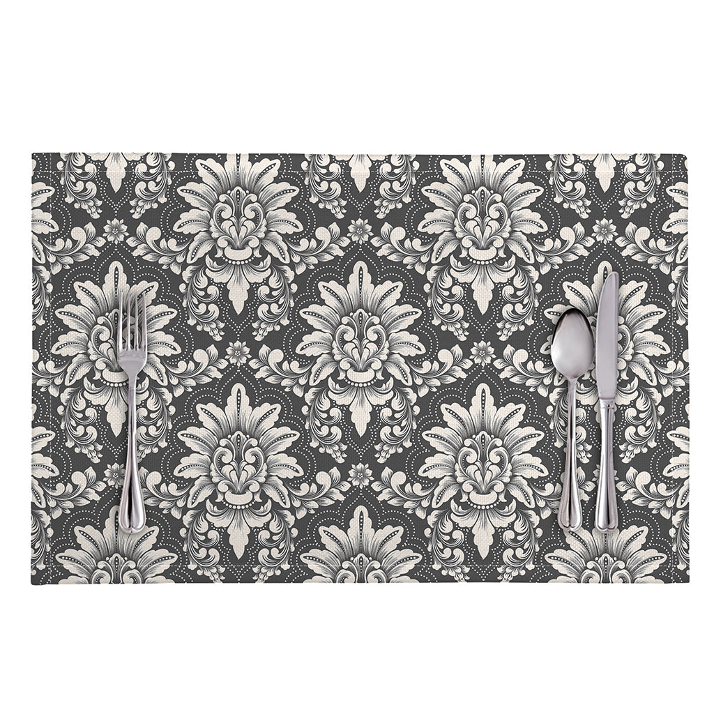 Grey Damask Pattern Print Placemat