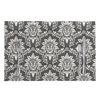 Grey Damask Pattern Print Placemat