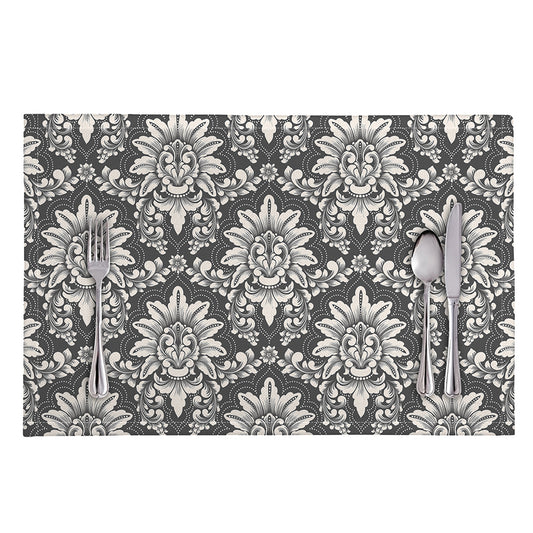 Grey Damask Pattern Print Placemat