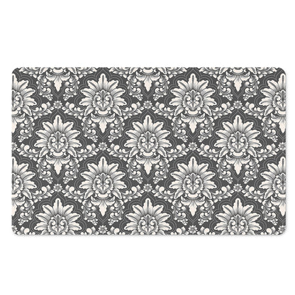 Grey Damask Pattern Print Polyester Doormat
