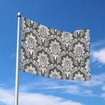 Grey Damask Pattern Print Polyester Flag