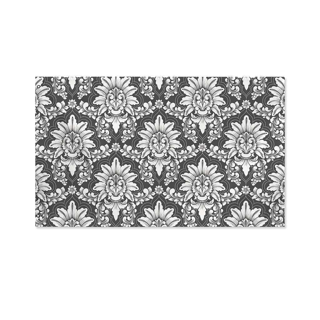 Grey Damask Pattern Print Polyester Flag