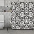 Grey Damask Pattern Print Polyester Shower Curtain