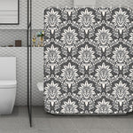 Grey Damask Pattern Print Polyester Shower Curtain