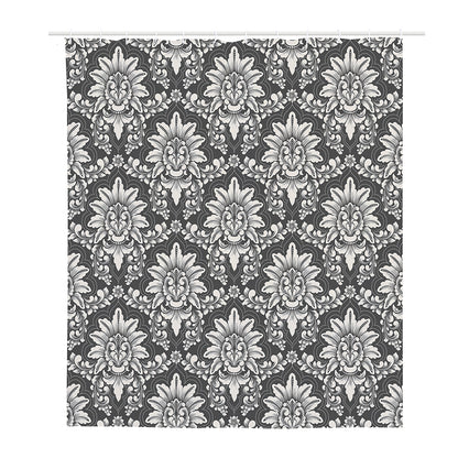 Grey Damask Pattern Print Polyester Shower Curtain