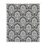 Grey Damask Pattern Print Polyester Shower Curtain
