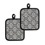 Grey Damask Pattern Print Pot Holders