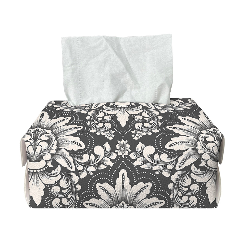 Grey Damask Pattern Print Rectangle Tissue Box Cover