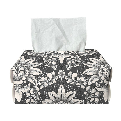 Grey Damask Pattern Print Rectangle Tissue Box Cover