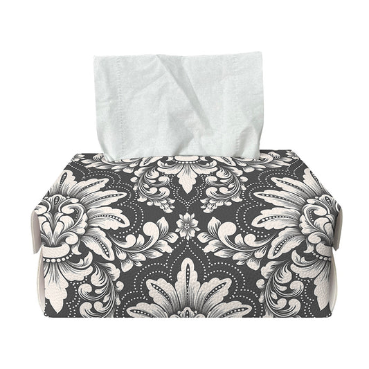 Grey Damask Pattern Print Rectangle Tissue Box Cover