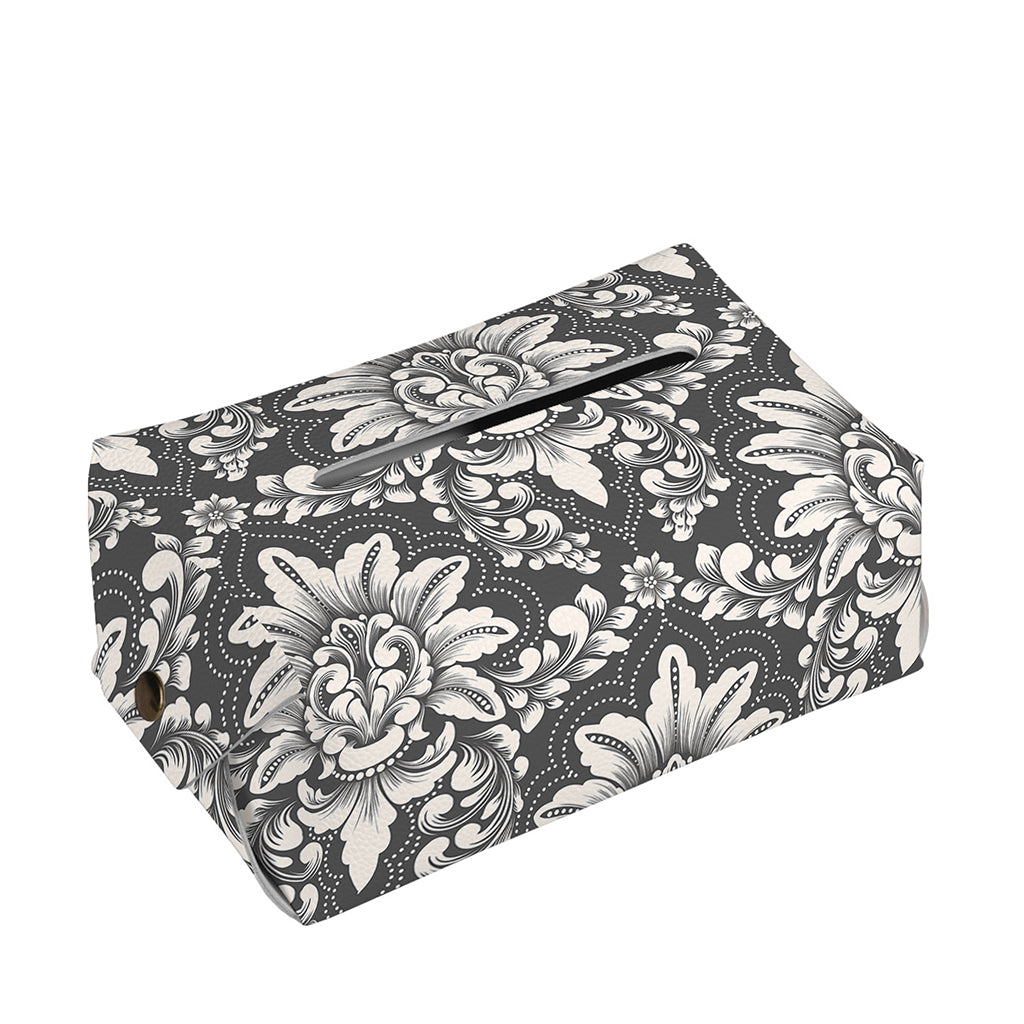 Grey Damask Pattern Print Rectangle Tissue Box Cover