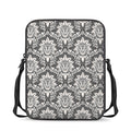 Grey Damask Pattern Print Rectangular Crossbody Bag