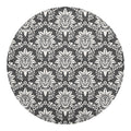 Grey Damask Pattern Print Round Blanket