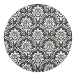 Grey Damask Pattern Print Round Blanket