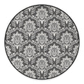 Grey Damask Pattern Print Round Floor Mat
