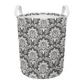 Grey Damask Pattern Print Round Laundry Basket