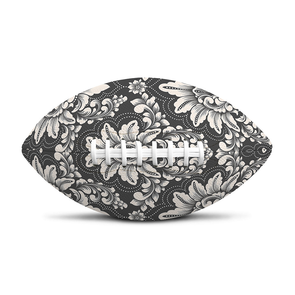 Grey Damask Pattern Print Rugby Ball