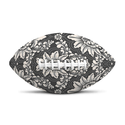 Grey Damask Pattern Print Rugby Ball