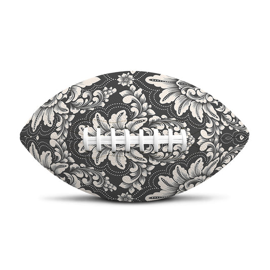 Grey Damask Pattern Print Rugby Ball