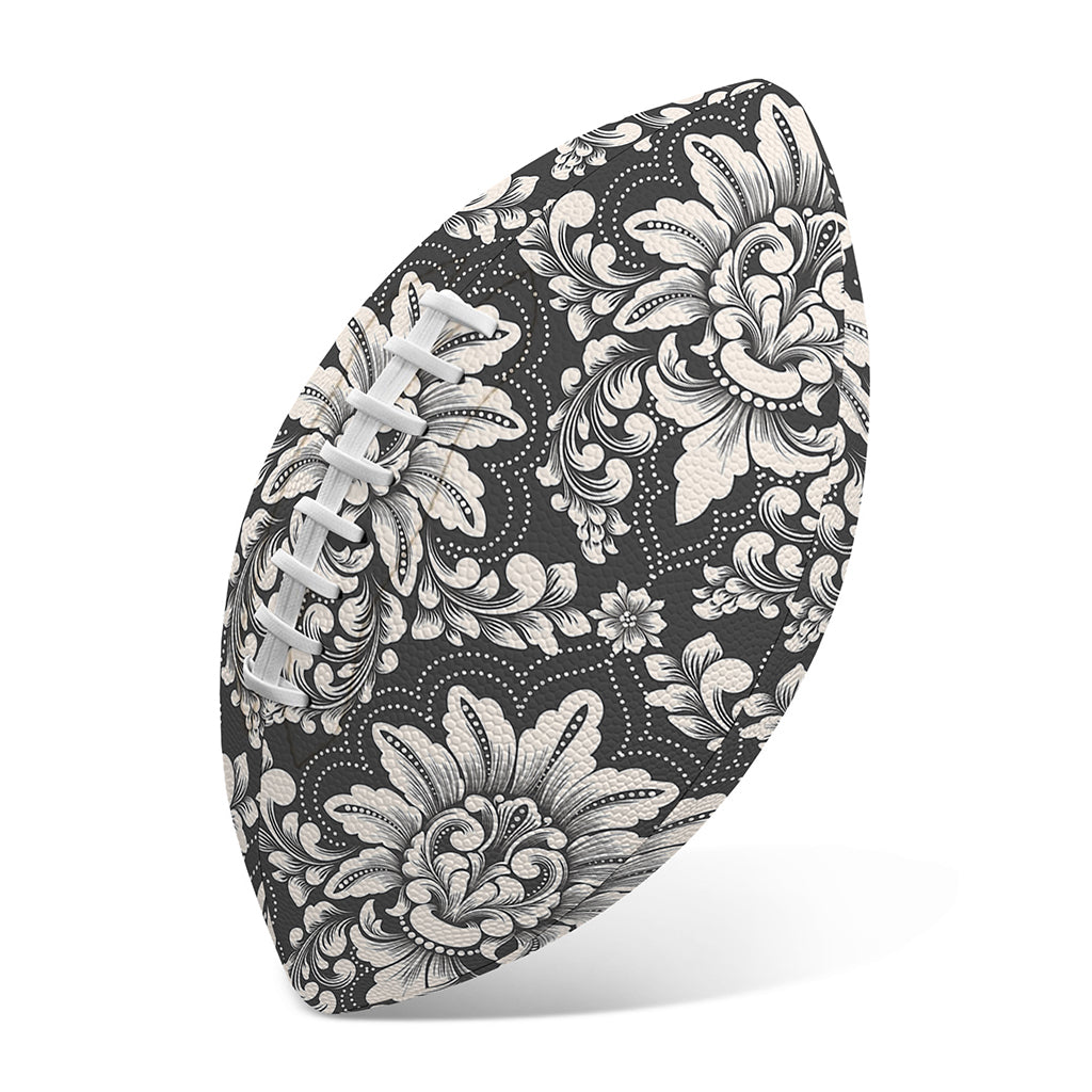 Grey Damask Pattern Print Rugby Ball