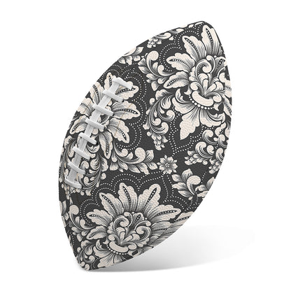 Grey Damask Pattern Print Rugby Ball