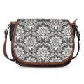 Grey Damask Pattern Print Saddle Bag