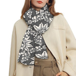 Grey Damask Pattern Print Scarf