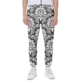 Grey Damask Pattern Print Joggers
