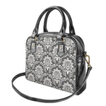 Grey Damask Pattern Print Shoulder Handbag