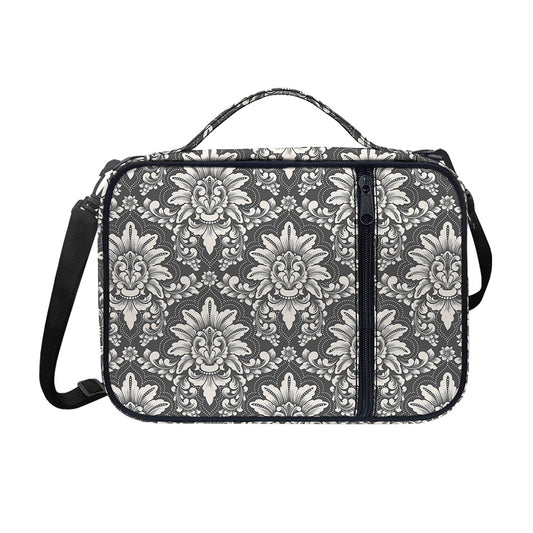 Grey Damask Pattern Print Shoulder Strap Bible Bag