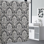 Grey Damask Pattern Print Shower Curtain