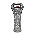 Grey Damask Pattern Print Single Neoprene Wine Tote