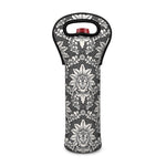 Grey Damask Pattern Print Single Neoprene Wine Tote